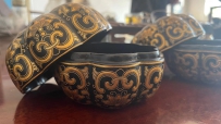 大漆描金脱胎南瓜八角盒中国传统工艺特色的精美艺术品